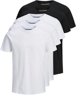 Jack & Jones T-Shirt Essentials JJEORGANIC BASIC TEE SS O-NE (5er-Pack) schwarz / weiß
