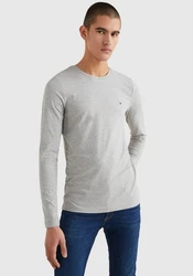 TOMMY HILFIGER Shirt STRETCH SLIM FIT LONG SLEEVE Grau/Hellgrau