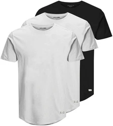 Jack & Jones T-Shirt JJENOA 3er Pack Weiß/Grau/Schwarz/Dunkelblau/Beige