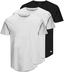 Jack & Jones T-Shirt JJENOA 3er Pack Weiß/Grau/Schwarz/Dunkelblau/Beige