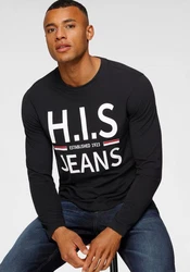 H.I.S Langarmshirt Basic-Schnitt Schwarz