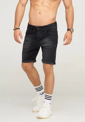 behype Shorts MALAY im 5-Pocket-Stil Schwarz/Dunkelblau/Hellblau
