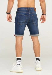 behype Shorts MALAY im 5-Pocket-Stil Hellblau/Dunkelblau/Beige
