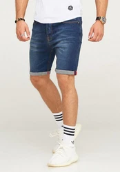 behype Shorts MALAY im 5-Pocket-Stil Hellblau/Dunkelblau/Beige