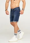 behype Shorts MALAY im 5-Pocket-Stil Hellblau/Dunkelblau/Beige