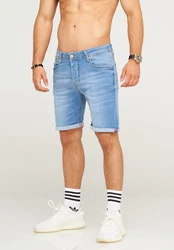 behype Shorts MALAY im 5-Pocket-Stil Hellblau/Blau