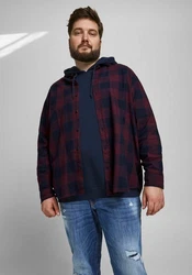 Jack & Jones Plus Hemd JJEGINGHAM Dunkelrot/Rot/Braun