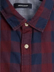 Jack & Jones Plus Hemd JJEGINGHAM Dunkelrot/Rot/Braun