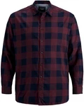 Jack & Jones Plus Hemd JJEGINGHAM Dunkelrot/Rot/Braun