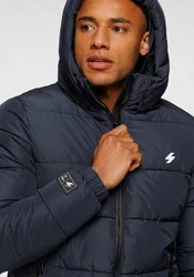 Superdry Steppjacke HOODED SPORTS PUFFR JACKET Dunkelblau/Pastell/Hellblau/Blau