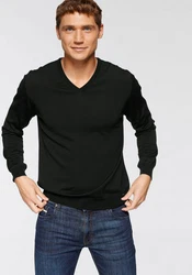 OLYMP V-Ausschnitt Pullover Strick Casual Schwarz