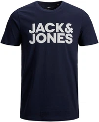 Jack & Jones T-Shirt JJECORP LOGO 3er PACK Schwarz/Hellblau/Dunkelblau/Dunkelgrau