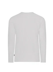 Trigema Longsleeve Langarmshirt mit Knopfleiste Weiß/Grau/Creme