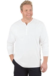 Trigema Longsleeve Langarmshirt mit Knopfleiste Weiß/Grau/Creme