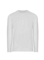 Trigema Longsleeve Langarmshirt mit Knopfleiste Weiß/Grau/Creme