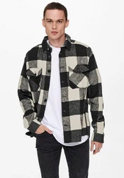 ONLY & SONS Langarmhemd Milo creme/graumeliert/schwarz
