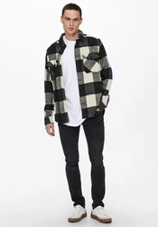 ONLY & SONS Langarmhemd Milo creme/graumeliert/schwarz