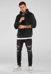 behype Kapuzensweatshirt HOOD Schwarz/Hellblau/Dunkelgrau