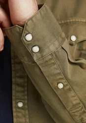 JACK & JONES Hemd 'Sheridan' Dunkelgrün/Khaki/Braun