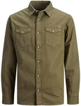 JACK & JONES Hemd 'Sheridan' Dunkelgrün/Khaki/Braun