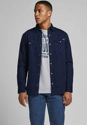 JACK & JONES Hemd 'Sheridan' Dunkelblau/Schwarz