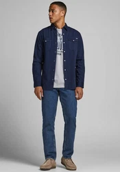 JACK & JONES Hemd 'Sheridan' Dunkelblau/Schwarz