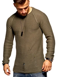 2Y Premium Strickpullover JOSCHUA Khaki/Dunkelgrün