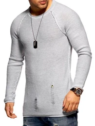 2Y Premium Strickpullover JOSCHUA mit Destroyed-Elementen