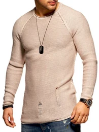 2Y Premium Strickpullover JOSCHUA mit Destroyed-Elementen