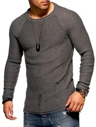 2Y Premium Strickpullover JOSCHUA Dunkelgrau/Grau