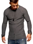 2Y Premium Strickpullover JOSCHUA Dunkelgrau/Grau
