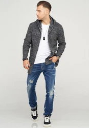 behype Strickjacke NELIAN Grau/Dunkelgrau/Hellblau/Schwarz/Hellgrau/Braun