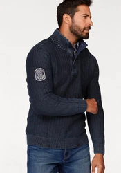 Man's World Troyer mit Ärmelbadge Dunkelblau/Blau