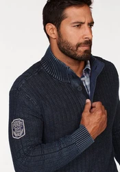 Man's World Troyer mit Ärmelbadge Dunkelblau/Blau