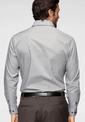 Bruno Banani Langarmhemd Dunkelgrau/Grau/Hellgrau/Silber