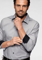 Bruno Banani Langarmhemd Dunkelgrau/Grau/Hellgrau/Silber