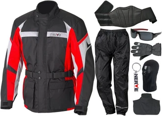 NERVE Motorradkombi Set Rot/Grau