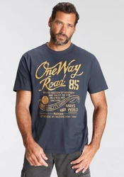Man's World T-Shirt Regular Fit mit Print Rundhals Used-Look 