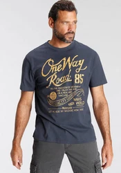 Man's World T-Shirt Regular Fit mit Print Rundhals Used-Look 