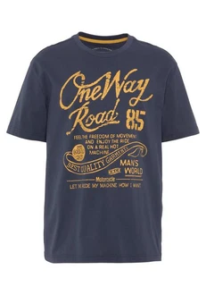Man's World T-Shirt Regular Fit mit Print Rundhals Used-Look Man's World T-Shirt Regular Fit mit Print Rundhals Used-Look