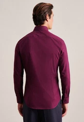 Seidensticker Businesshemd Slim Langarm Kentkragen Uni Dunkelrot/Lila/Bordeaux/Rosa