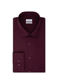 Seidensticker Businesshemd Slim Langarm Kentkragen Uni Dunkelrot/Lila/Bordeaux/Rosa