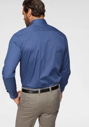 Man's World Langarmhemd Dunkelblau/Blau