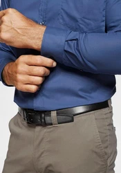 Man's World Langarmhemd Dunkelblau/Blau