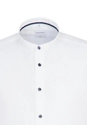 Seidensticker Businesshemd Slim Langarm Stehkragen Uni Weiß/Creme