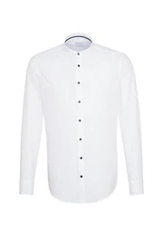 Businesshemd Slim Slim Langarm Stehkragen Uni