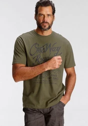 Man's World T-Shirt Regular Fit mit Print Rundhals Used-Look 