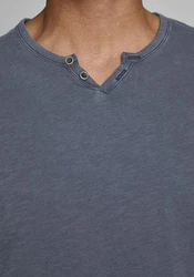 Jack & Jones T-Shirt JJESPLIT NECK TEE SS NOOS Dunkelblau/Grau/Dunkelgrau/Blau