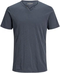 Jack & Jones T-Shirt JJESPLIT NECK TEE SS NOOS Dunkelblau/Grau/Dunkelgrau/Blau
