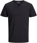 Jack & Jones T-Shirt JJESPLIT NECK TEE SS NOOS Schwarz